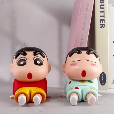 2Pcs Crayon New Mobile Phone Bracket Kawaii Cartoon Desktop Ornaments Cartoon Watch TV Mobile Phone Bracket Doll Decoration