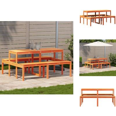 Vidaxl - Picknicktisch Wachsbraun 160x134x75 cm Massivholz Kiefer - Holztisch - Esszimmertisch Image