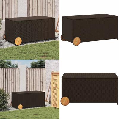 Vidaxl - Gartentruhe mit Rollen Braun 190L Poly Rattan - Gartentruhe - Auflagenbox - Gartenmöbel Image