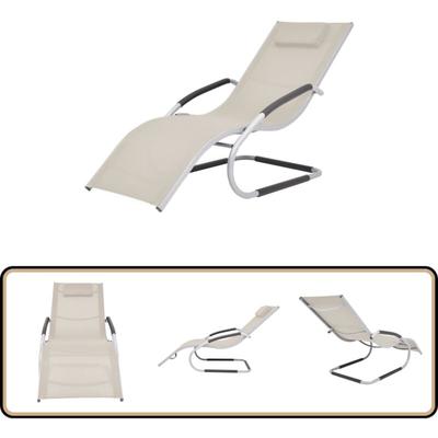 Sonnenliege mit Kissen Aluminium und Textilene Creme - Sonnenliege - Gartenliege - Liege - Outdoor Image
