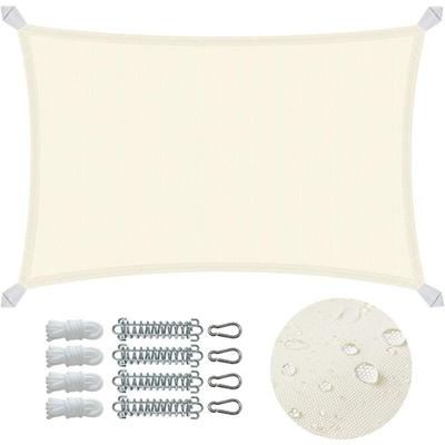 VOUNOT® Wasserdicht Sonnensegel Rechteckig mit Befestigung Set, 3x2m, Beige Image