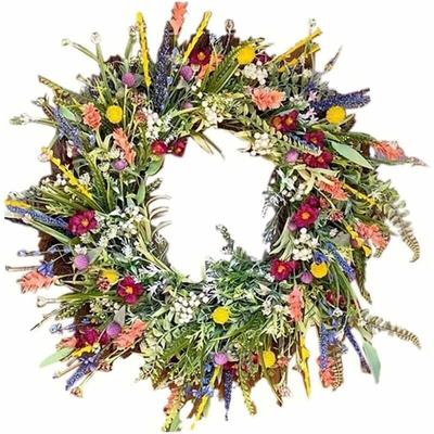 Frühlings-Sommer-Türkranz für die Haustür, künstlicher Wildblumen-Frühlingskranz Image