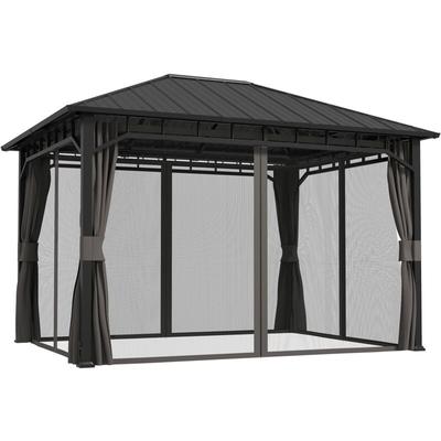 Outsunny - Pavillon 4x3 m Wasserdicht Stabil Winterfest Gartenpavillon mit Seitenteile, Image