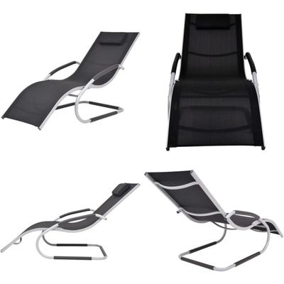 Sonnenliege mit Kissen Aluminium und Textilene Schwarz - Sonnenliege - Gartenliege - Liege Image
