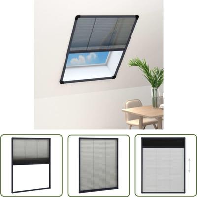 The Living Store - Insektenschutz-Plissee für Fenster Aluminium Anthrazit 60x80cm - Fliesenschutz Image