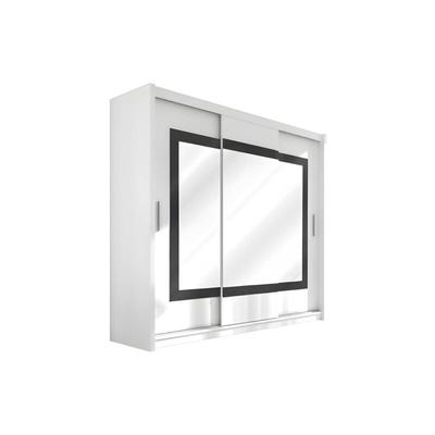 Kleiderschrank mit Spiegel - 3 Schiebetüren - b. 250 cm - Weiß - autlan Image