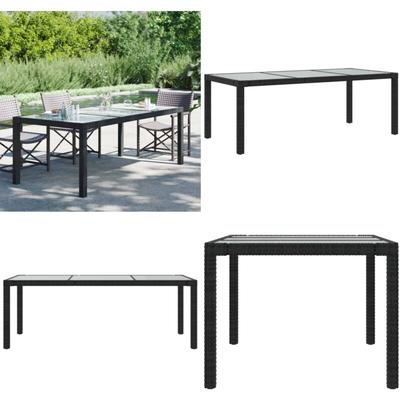 Vidaxl - Gartentisch Schwarz 190x90x75 cm Gehärtetes Glas Poly Rattan - Gartentisch - Esstisch Image