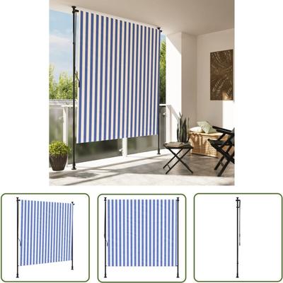 Außenrollo Blau und Weiß 200x270 cm Stoff und Stahl - Außenrollo - Markise - Sonnenschutz Image