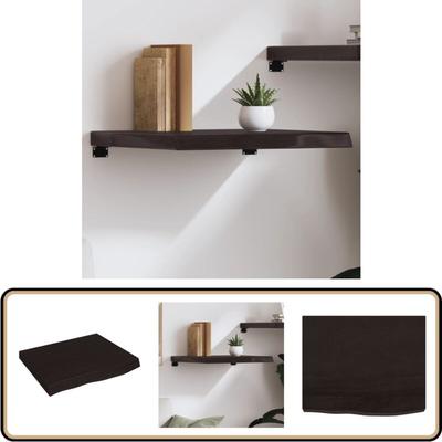 Vidaxl - Wandregal Dunkelbraun 60x50x(2-6) cm Massivholz Eiche Behandelt - Wandregal - Eichendielen Image