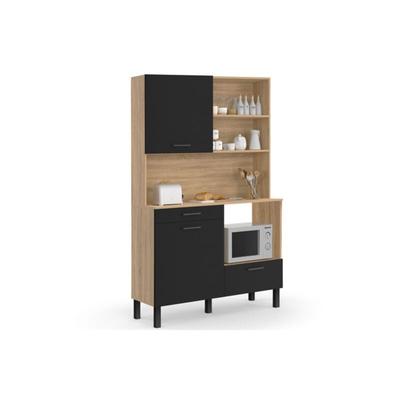 Küchenbuffet 120 cm cina 3 Türen + 1 Schublade in Buchenholzoptik und schwarz Image