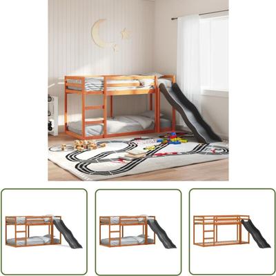 Etagenbett mit Rutsche & Leiter Wachsbraun 90x190cm Kiefernholz - Etagenbett - Kinderzimmer Image