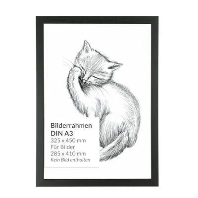 Bilderrahmen din A3 Schwarz 45 x 32,5 cm bruchsicher Holz Kunststoff Wand Rahmen Image