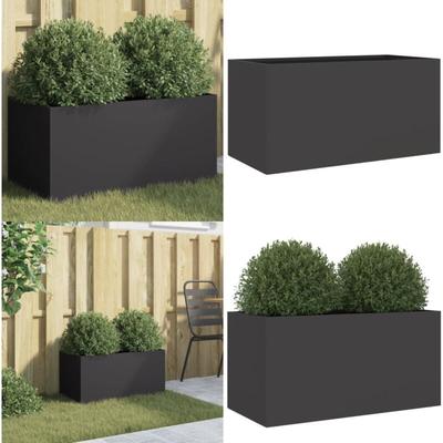 Pflanzkübel Schwarz 62x30x29 cm Stahl - Blumentopf - Gartentöpfen - Stahltöpfe - Hochbeet Image