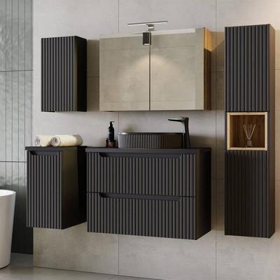 Waschtischunterschrank Skelbolu 80x60x40 cm Schwarz [en.casa] Image