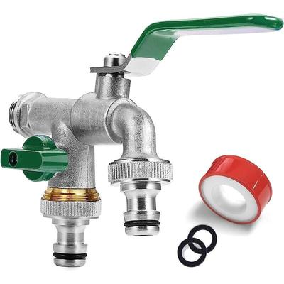 Famille - gabrielle Doppel-Gartenwasserhahn, Wasserhahn mit 2 3/4 Zoll Auslässen – 1/2 Zoll Image
