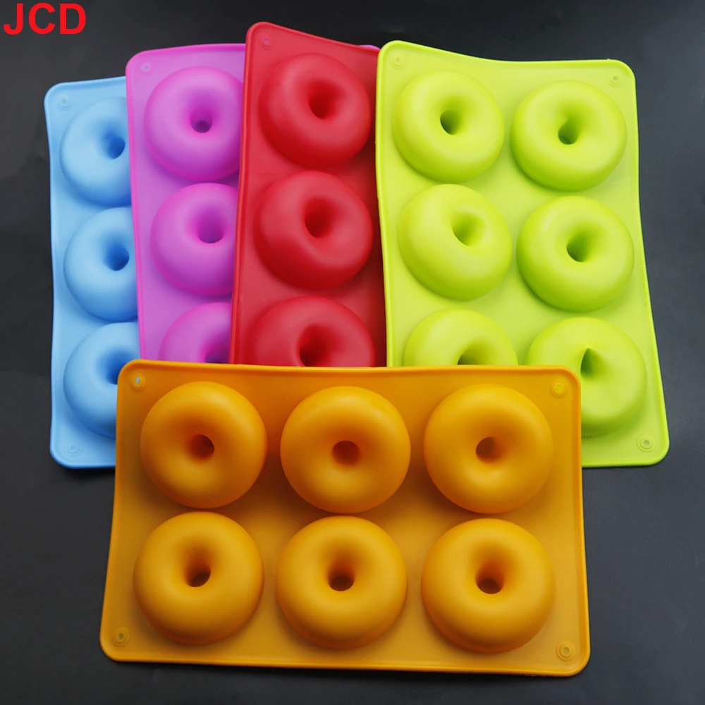 JCD 6-Loch-Silikon-Donut-Form, Bagel-Pfanne, antihaftbeschichtet, zum Backen, Hitzebeständigkeit, Mini-Cupcake-Form, Donut-Maker-Pfanne, Backwerkzeug Image