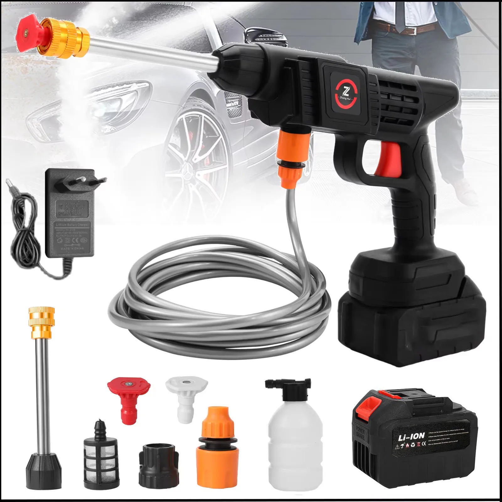 200w 50bar kabellose Hochdruck-Auto wasch pistole Schaum hersteller Wasser pistole Pistole Spray Auto waschmaschine für Makita 18V Batterie