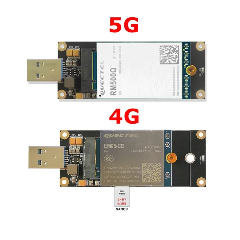 4G 5G LTE Modul Entwicklungsboard M.2 Ngff zu USB 3.0 Adapter mit NANO SIM Kartensteckplatz Unterstützung 5G Modul RM500Q,4G EM05/06/12/20 Image