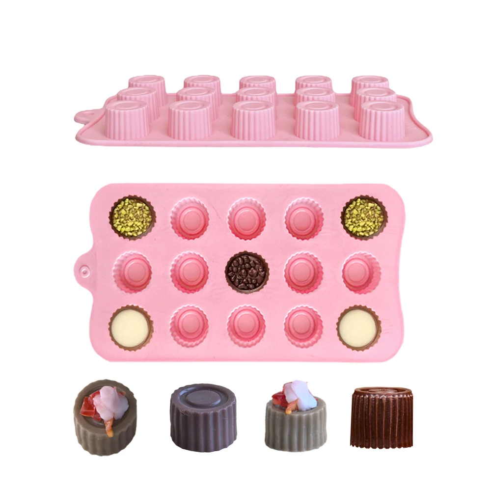 Zylindrische Form mit 15 Mulden, Schokoladen-Silikonform, 3D-Form für Süßigkeiten, Pudding, Kekse, Eisbecher, Backform für Kuchendekoration Image
