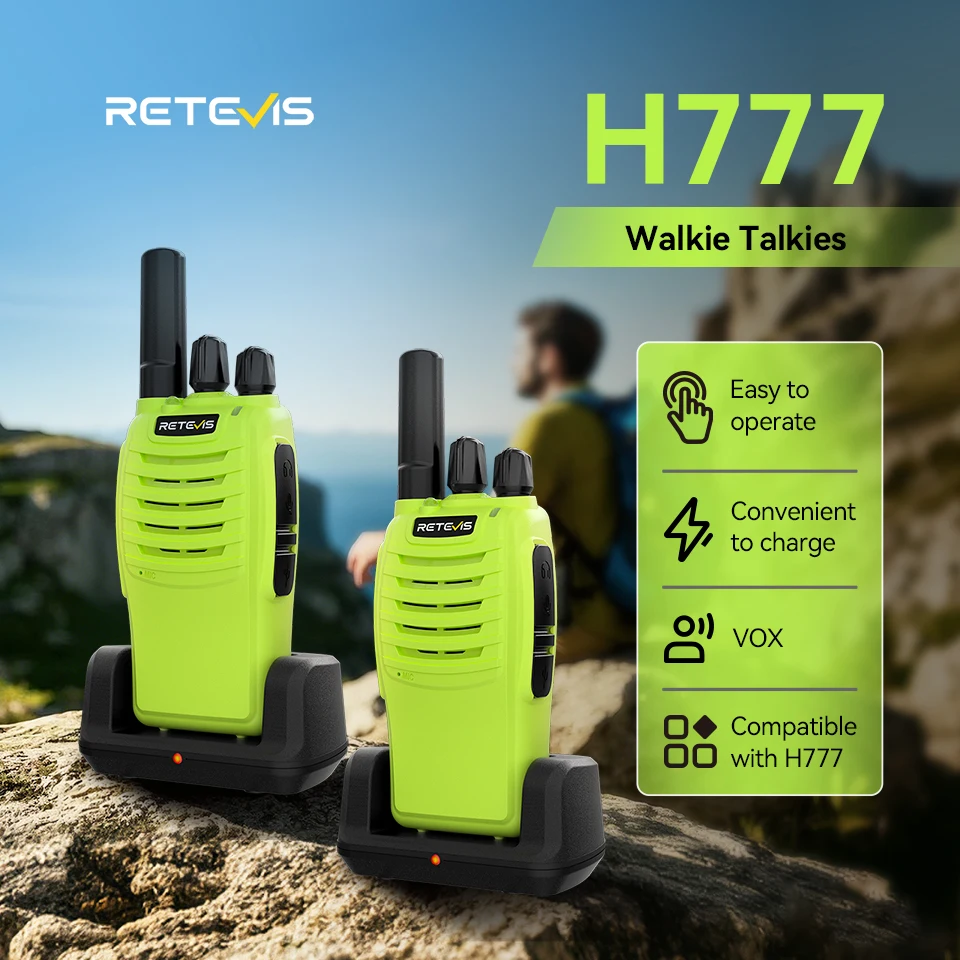 Retevis H777 Grünes Walkie-Talkie für Kinder, tragbar, PMR446 FRS, Zwei-Wege-Radio, wiederaufladbar, Typ C, Walkie-Talkie, Geschenk für Camping, Wandern