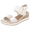 Sandalette REMONTE "ELLE-Collection", Damen, Gr. 41, gold (creme, goldfarben), Leder, Bast, feminin, Schuhe, Sommerschuh, Sandale, Bequemschuh mit Klett unter der Zierschnalle