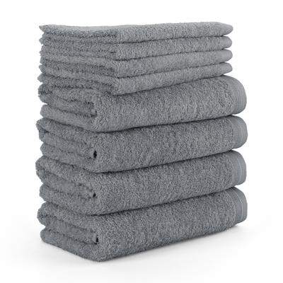 Handtuch Set MÖVE "Superwuschel 100% Premium Cotton Baumwolle", grau (stone), 8 tlg., Walkfrottier, Walkfrottier, Obermaterial: 100% Baumwolle, Handtuch-Sets, Made in Germany, Handtuch Set mit Bordüre, einfarbig, weich Image