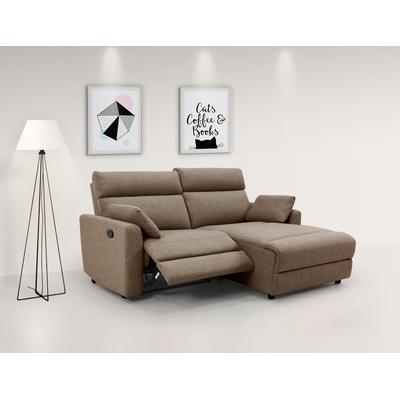 Ecksofa INOSIGN "JENNA, L-Form, 209cm, manuelle u. elektrische Funktion, mit USB A/C", grau (taupe), B:209cm H:100,5cm T:163cm, Webstoff 100% Polyester, Sofas, Liegefunktion 105-150, Federkern, Struktur fein, Topseller Image