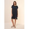 Midikleid CECIL, Damen, Gr. S (38), US-Größen, blau (universal blau), Web, 100% Baumwolle, unifarben, casual, comfort fit kniefrei, U-Boot-Ausschnitt, Kurzarm Bündchen, Kleider, aus 100% Baumwolle