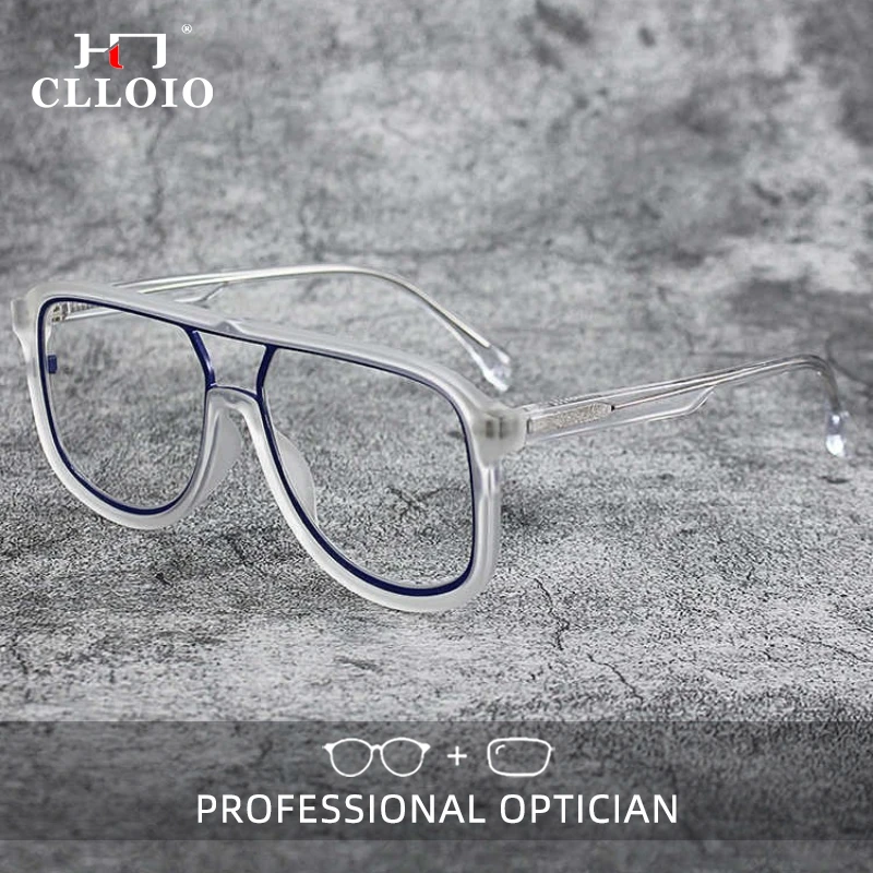 CLLOIO Retro Trendy Rezept Optische Quadratische Gläser Männer Hohe Qualität Lesebrille Anti Blau Licht Progressive Brillen Image