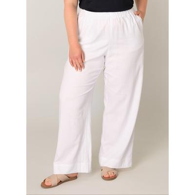 Leinenhose BASE LEVEL CURVY "Yula", Damen, Gr. 52, N-Gr, natural weiß, Web, Obermaterial: 55% Leinen, 45% Viskose, casual, loose fit, Hosen, Sommerhose Image