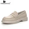 Drkanol große Größe 41 42 Frauen Slipper Frühling Herbst Slip auf lässigen flachen Schuhen echte Rindsleder Low Heel britischen Stil Lederschuhe