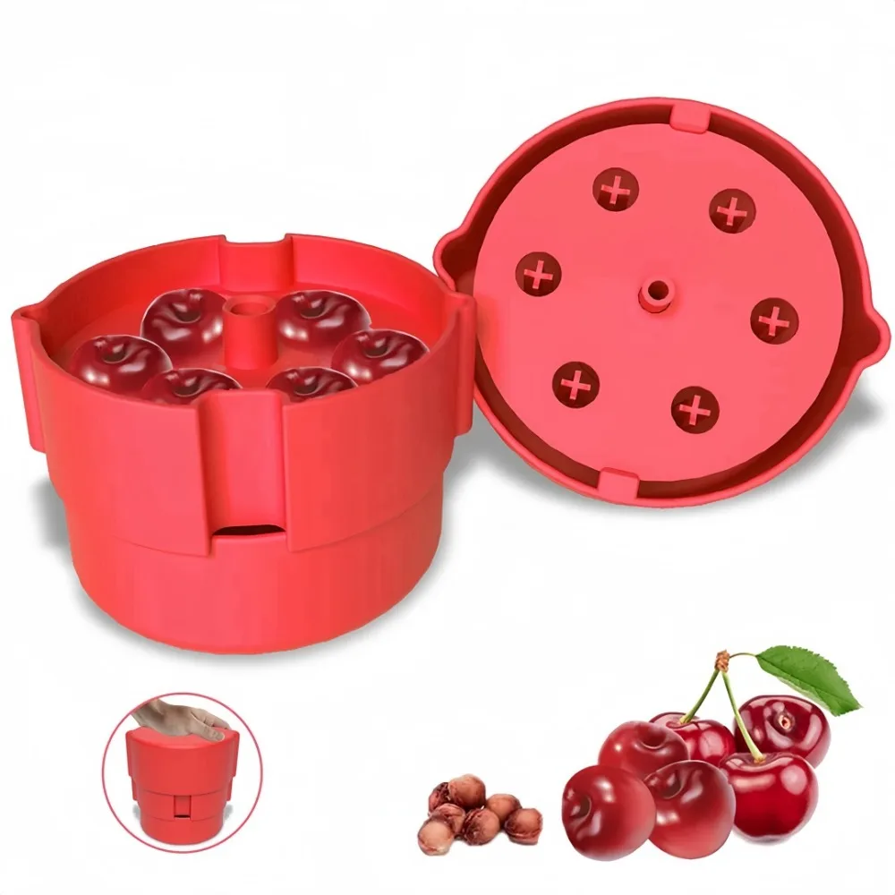Kirschgrubenentferner aus Kunststoff, 6-Loch-Samentrenner-Werkzeug zum Olivenproben, zum Entfernen von Gruben von Täglichen Obstsamen, Olivenentkerner-Gadgets