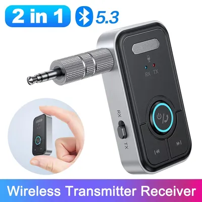 2 In 1 Drahtloser Bluetooth 5.3 Empfänger Sender 3,5mm Jack Auto AUX Stereo Audio Adapter für Auto Image