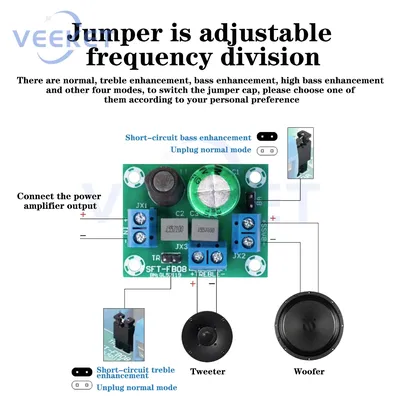 Adjustable Audio 2way Crossover Board Electronic DIY Accessories Audiophile HIFI Speaker High Bass