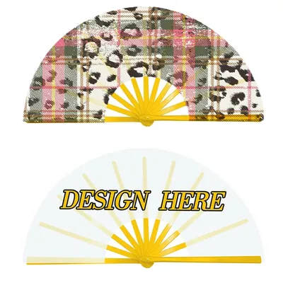 Sublimation Foldable Handheld Clack Fan - White Fan with Colorful Ribs, Suitable for Multi-color DIY