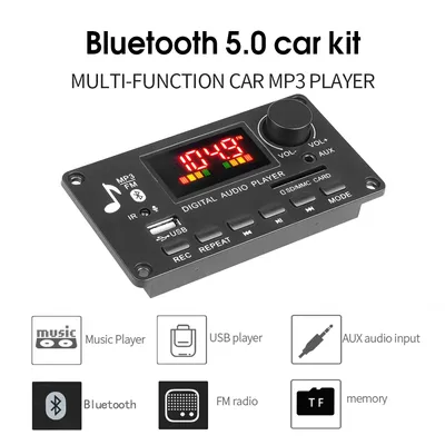 80W 100W Amplifier 12V Bluetooth 5.0 Audio MP3 Decoder Board Color Screen Supports Call Recording