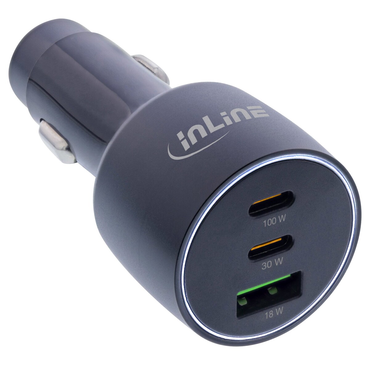 InLine® USB KFZ Stromadapter Power Delivery, 2x USB-C + QC 3.0 USB-A, schwarz Image