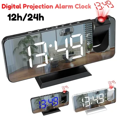 Digital Projection Alarm Clock Battery Alarm Clock for Bedroom LED Table Clocks with Ceiling