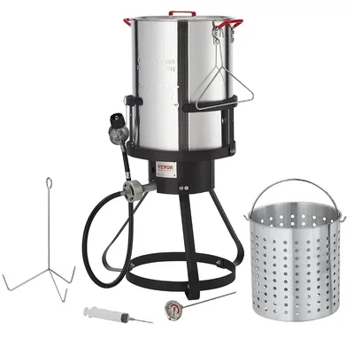 VEVOR Turkey Deep Fryer, 30-qt Turkey Fryer Boiler Steamer Cooker Set, Outdoor Aluminum Seafood