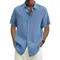 Camicia da uomo in cotone e lino, camicia da uomo con scollo a V, camicia in cotone e lino, camicia