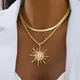 2 pezzi/set collana girocollo con ciondolo a forma di fiamma solare per donna, goccia d'acqua, nappa lunga, catena con ciondolo in zircone, regalo di gioielli in pietra naturale