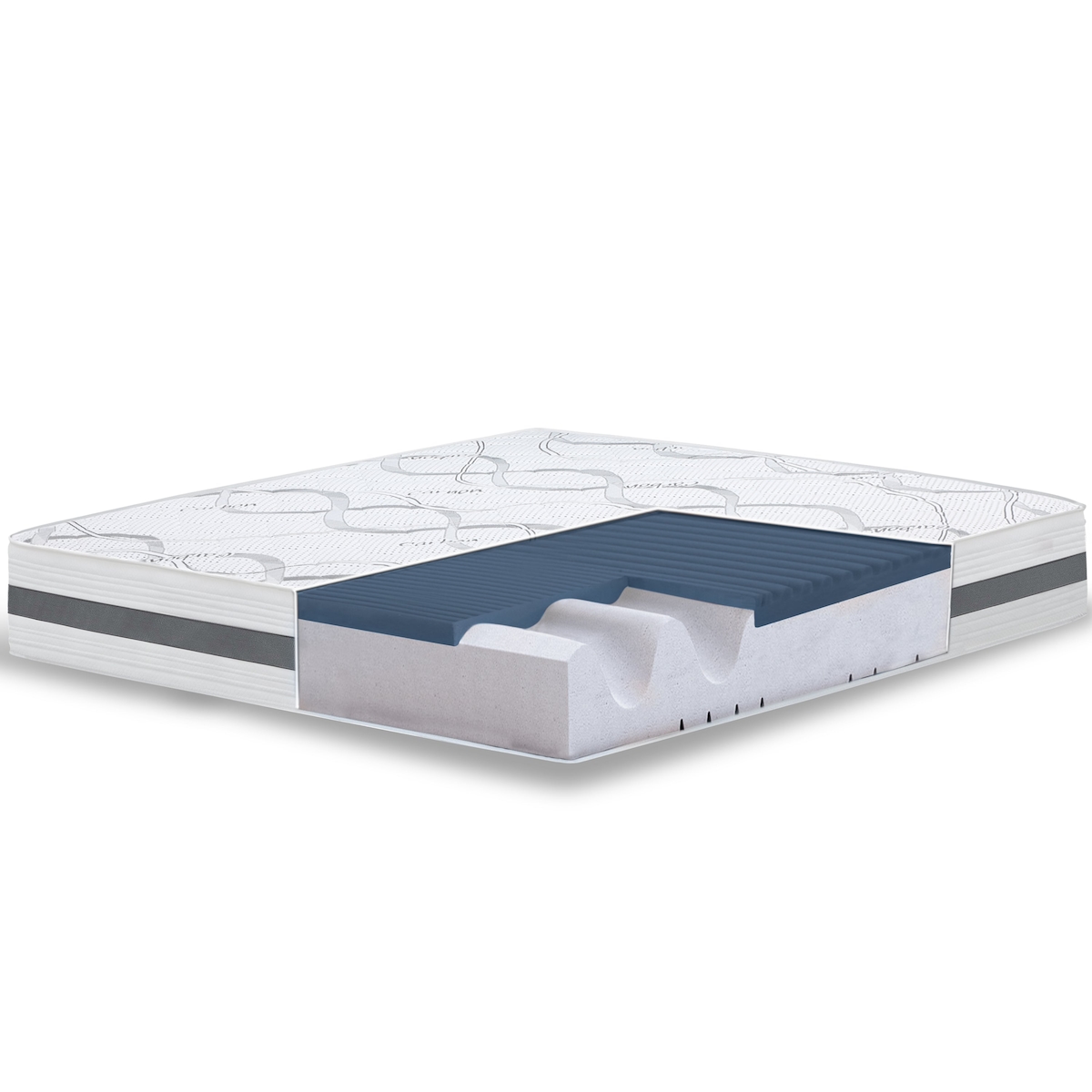 THE WHITE STONE Doppelmatratze 140x220 Memory Foam Premium Quality, Antibakteriell, Anti-Milben, Anti-Allergie.| Höhe 22 cm | Made in Italy Image