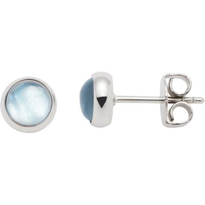 Paar Ohrstecker LEONARDO "Ohrringe Bea grey blue, 024358", edelstahlfarben, blau, perlmuttfarben, blau, Ohrringe, Damen, Edelstahl, mit Glasstein - mit Perlmutt Image