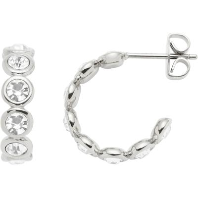 Paar Creolen LEONARDO "Ohrringe Cremona, 024338, 024339", silber (edelstahlfarben, kristallweiß, kristallweiß), Ohrringe, Damen, Edelstahl, mit Zirkonia (synth.) Image