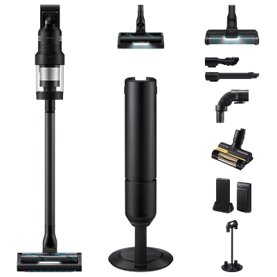 SAMSUNG Akku-Handstaubsauger "BESPOKE AI Jet Ultra Akku + CompleteClean, VS90F40EEK/WD", schwarz (satin schwarz), B:25cm H:103,6cm T:24,3cm, Akkusauger Image