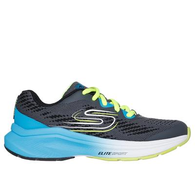 Skechers Boy's Elite Sport Stride Sneaker | Size 3.5 | Charcoal/Blue | Textile/Synthetic | Machine Washable