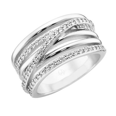 Silberring "6-reihig mit Zirkonia, Silber 925" Gr. 56, weiß, GIORGIO MARTELLO MILANO, Fingerringe, Damen, 56, Silber 925 (Sterlingsilber) Image