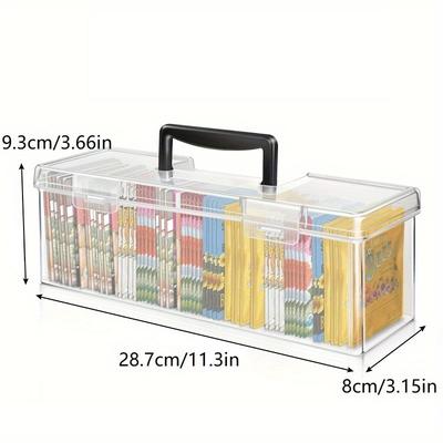 TEMU Clear Plastic Seed Pack Storage Box With Handle - Portable Organizer For Over 100 Seeds, Rectangular Design For Supplies And Organization, Seed Storage Bo Image