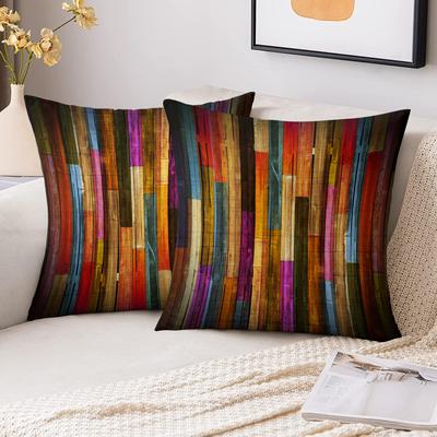 TEMU 2-pack Style Decorative Throw Pillow Covers, 18x18 Inch, Knit Fabric, Polyester, Machine Washable, Zipper Closure, For Room Types, Decor Cushion Cases Without Inserts Image