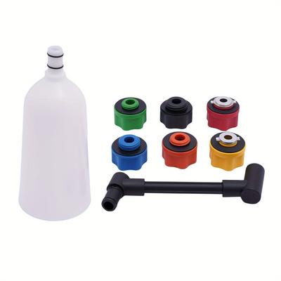TEMU 8pcs Oil Filling Funnel Set With Adapters - Easy Engine Oil Change & Performance Enhancement Kit, Includes 0.5 Gal Funnel & 6 Fit Adapters For , For , For , For Ford & More Image